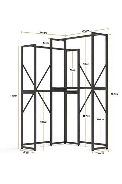 Zizuva Özel Tasarım Metal Açık Gardırop - 6