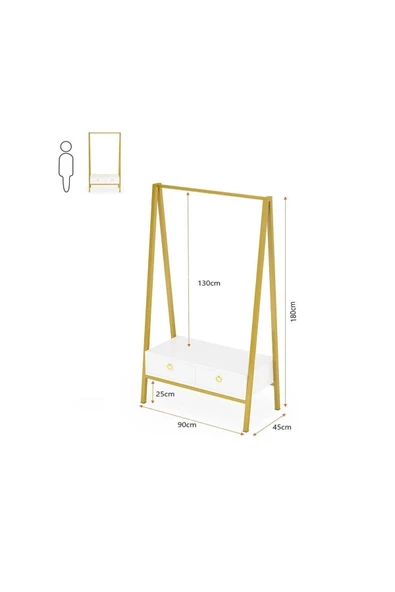 Zizuva Tasarım Gold Açık Gardırop Kıyafet Askılığı - 6