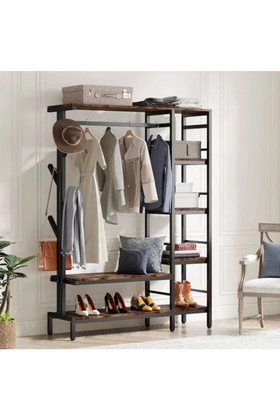 Zizuva Tasarım Raflı Askılıklı Açık Gardırop - 4