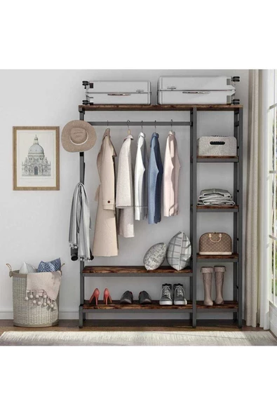 Zizuva Tasarım Raflı Askılıklı Açık Gardırop - 2