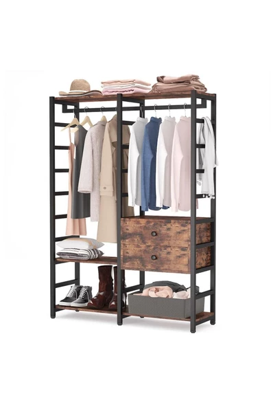 Zizuva Özel Tasarım Çekmeceli Açık Metal Gardırop - 4