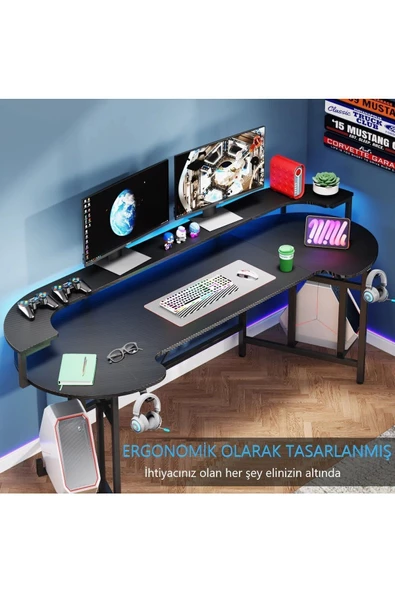 Zizuva Özel Tasarım Siyah Gaming Masa - 3