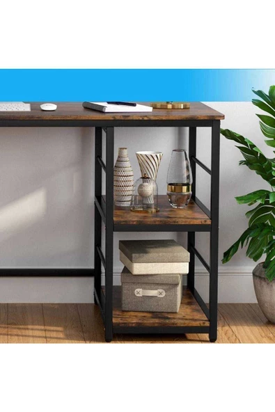 Zizuva Tasarım Raflı Modern Çalışma Masası - Resim 4