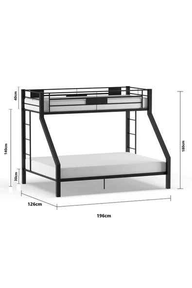 Zizuva Tasarım Iki Katlı Metal Modern Ranza - 6