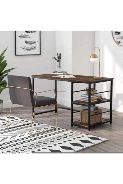 Zizuva Tasarım Raflı Modern Çalışma Masası - Resim 3