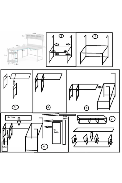 Zizuva Tasarım Raflı Siyah Çalışma Masası - 4