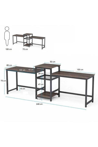 Zizuva Tasarım Iki Kişilik Çalışma Masası - Resim 7