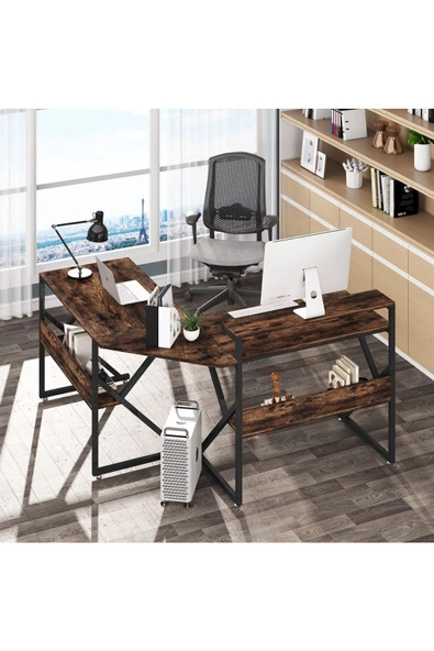 Zizuva L Model Monitör Raflı Çalışma Masası - 3