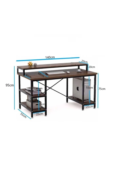 Zizuva Tasarım Ev Ve Ofis Için Metal Raflı Çalışma Masası - Resim 3