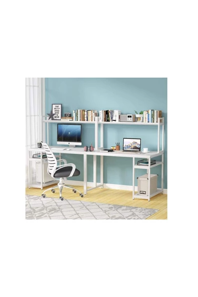 Zizuva Tasarım Iki Kişilik Raflı Ergonomik Çalışma Masası - 2