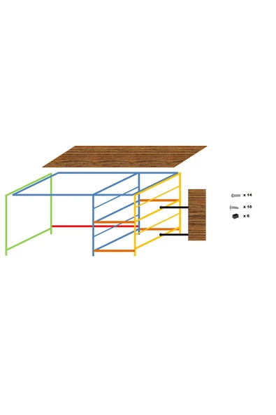 Zizuva Tasarım Raflı Modern Çalışma Masası - Resim 6