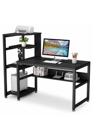 Zizuva Tasarım Modern Kitaplıklı Siyah Çalışma Masası - 5
