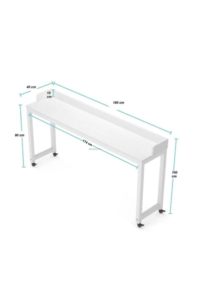 Zizuva Tasarım Çok Amaçlı Tekerlekli Beyaz Masa - Resim 8