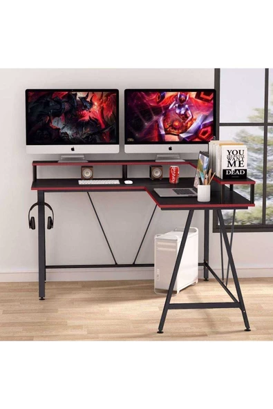 Zizuva Tasarım L Model Monitör Raflı Oyuncu Ve Çalışma Masası - 3