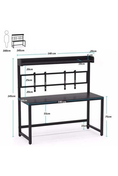 Zizuva Tasarım Monitor Askılıklı Oyuncu Ve Çalışma Masası - 5