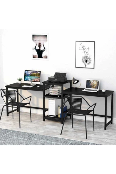 Zizuva Tasarım Iki Kişilik Siyah Çalışma Masası