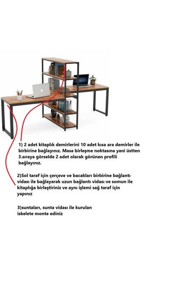 Zizuva Tasarım Bölmeli Ve Kitaplıklı Çalışma Masası - Resim 7