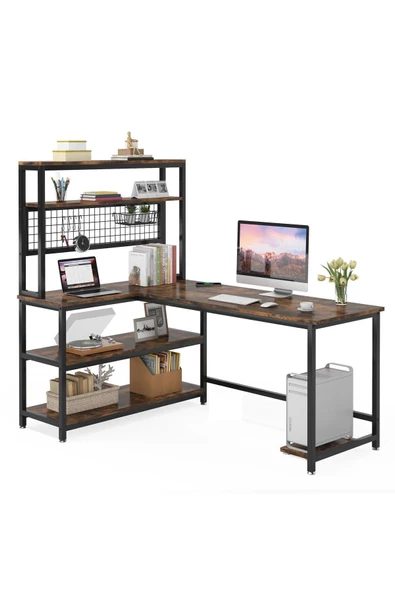 Zizuva Özel Tasarım Tel Panolu Ceviz Çalışma Masası - Resim 3