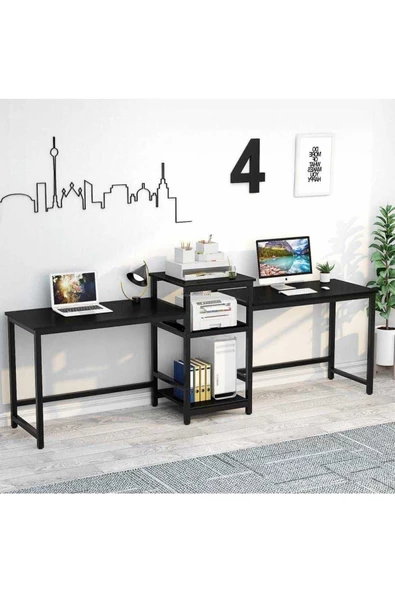 Zizuva Tasarım Iki Kişilik Siyah Çalışma Masası - 4