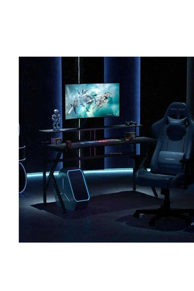 Zizuva Tasarım Monitör Raflı Askılıklı Oyuncu Masası - Resim 2