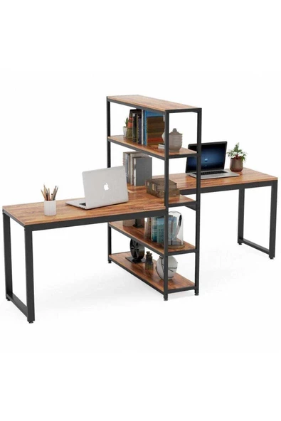 Zizuva Tasarım Bölmeli Ve Kitaplıklı Çalışma Masası - Resim 4
