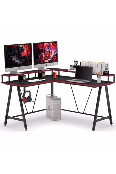 Zizuva Tasarım L Model Monitör Raflı Oyuncu Ve Çalışma Masası - 5