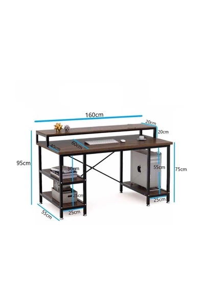 Zizuva Tasarım Raflı Oyuncu Ve Çalışma Masası - Resim 2