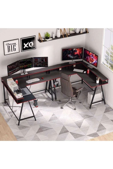 Zizuva Tasarım L Model Monitör Raflı Oyuncu Ve Çalışma Masası - 4