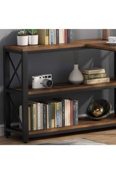 Zizuva Tasarım Kitaplıklı L Model Çalışma Masası - Resim 3