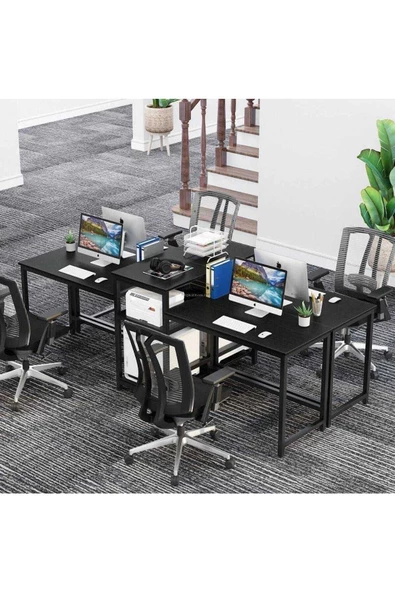 Zizuva Tasarım Iki Kişilik Siyah Çalışma Masası - 3