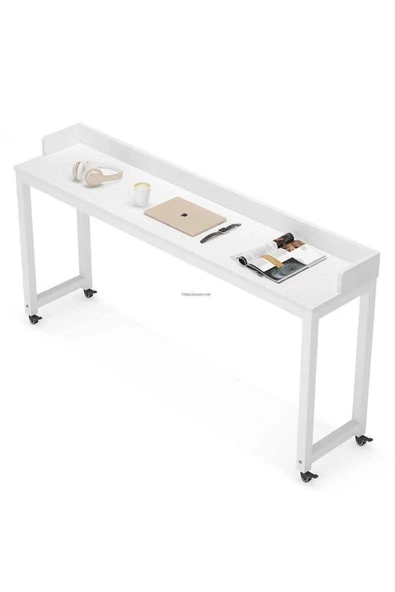 Zizuva Tasarım Çok Amaçlı Tekerlekli Beyaz Masa - Resim 6