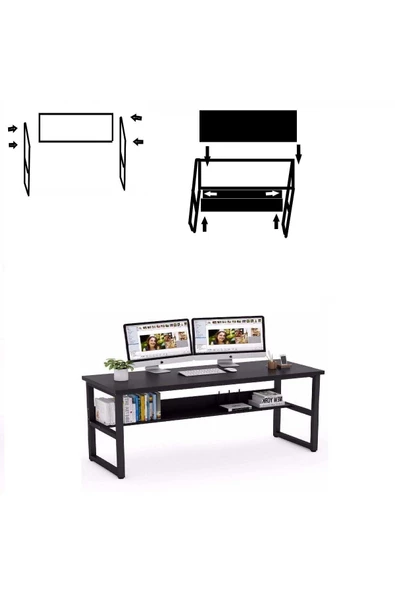 Zizuva Tasarım Siyah Bilgisayar Ve Çalışma Masası Modeli - Resim 2