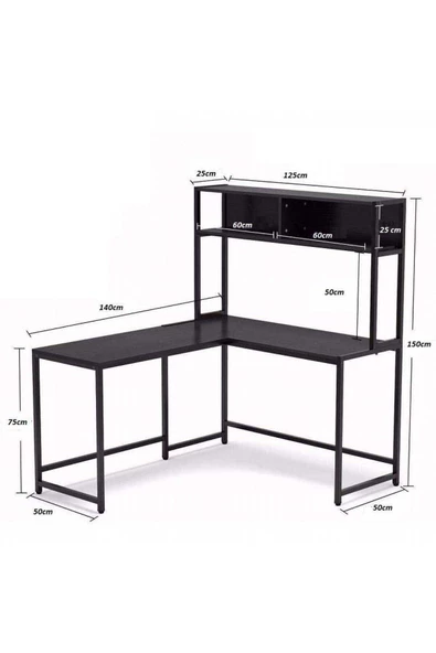 Zizuva Tasarım L Model Kitaplıklı Çalışma Masası - 4