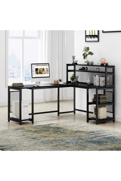 Zizuva Tasarım Telli Siyah L Model Çalışma Masası - Resim 2
