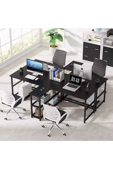 Zizuva Tasarım 2 Kişilik Siyah Çalışma Masası - 3