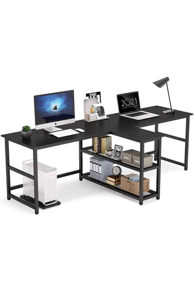 Zizuva Tasarım 2 Kişilik Siyah Çalışma Masası - 5