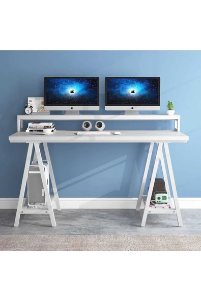 Zizuva Tasarım Ergonomik Beyaz Çalışma Masası - Resim 2