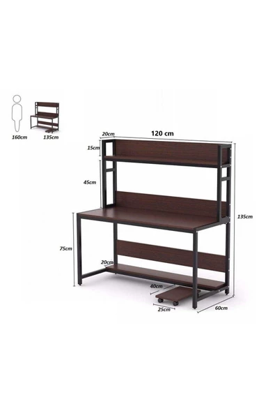 Zizuva Tasarım Raflı Çalışma Masası Modeli - Resim 4