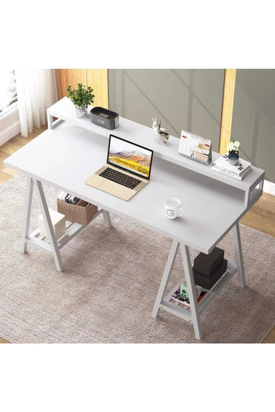 Zizuva Tasarım Ergonomik Beyaz Çalışma Masası - Resim 5