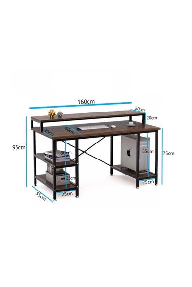 Zizuva Tasarım Monitör Raflı Çalışma Masası Model - 3