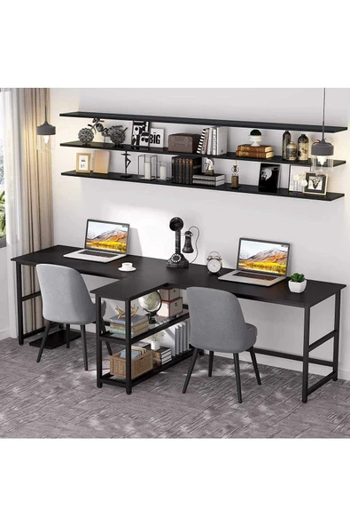Zizuva Tasarım 2 Kişilik Siyah Çalışma Masası - 2
