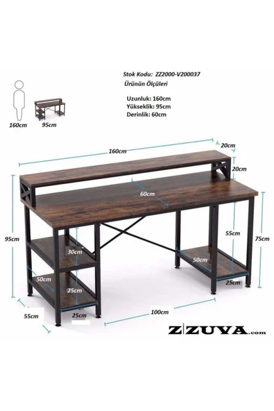 Zizuva Tasarım Raflı Çalışma Masası - Resim 4