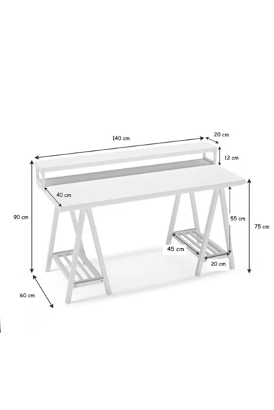 Zizuva Tasarım Ergonomik Beyaz Çalışma Masası - Resim 6