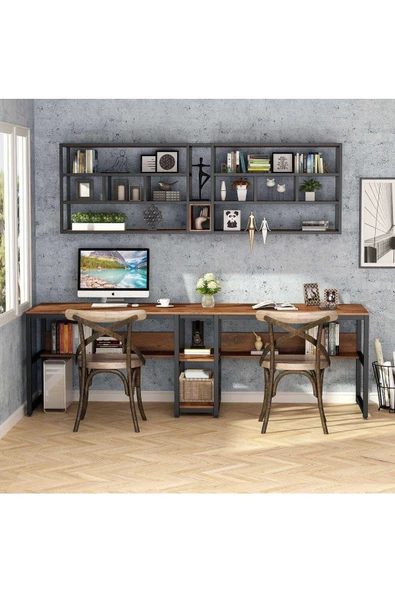 Zizuva Tasarım 2 Kişilik Raflı Çalışma Masası - Resim 2