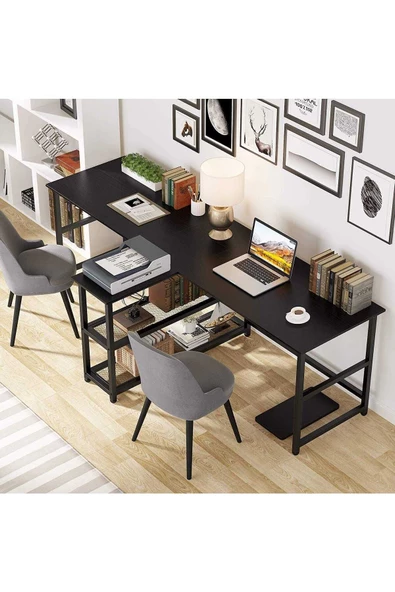 Zizuva Tasarım 2 Kişilik Siyah Çalışma Masası - 4