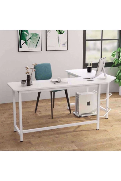 Zizuva Tasarım Beyaz L Model Çalışma Masası - 2