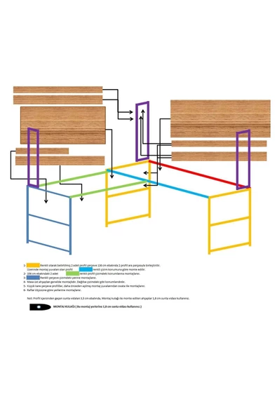 Zizuva Tasarım L Model Ceviz Çalışma Masası - Resim 6