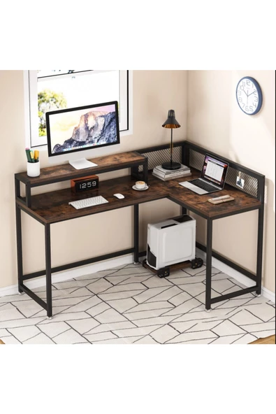 Zizuva Tasarım L Model Raflı Çalışma Masası - Resim 6