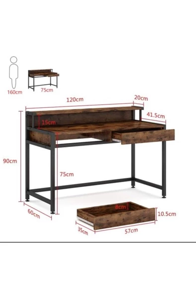 Zizuva Tasarım Monitör Raflı Ergonomik Çalışma Masası - Resim 7