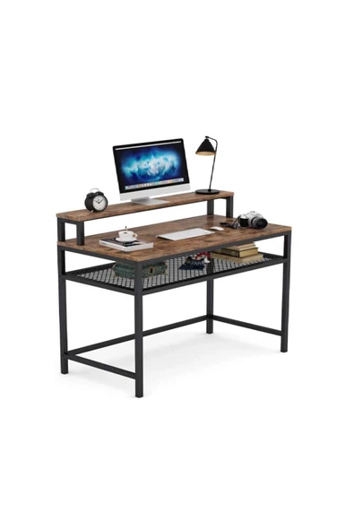 Zizuva Tasarım Monitör Sehpalı Tel Raflı Çalışma Masası - Resim 4